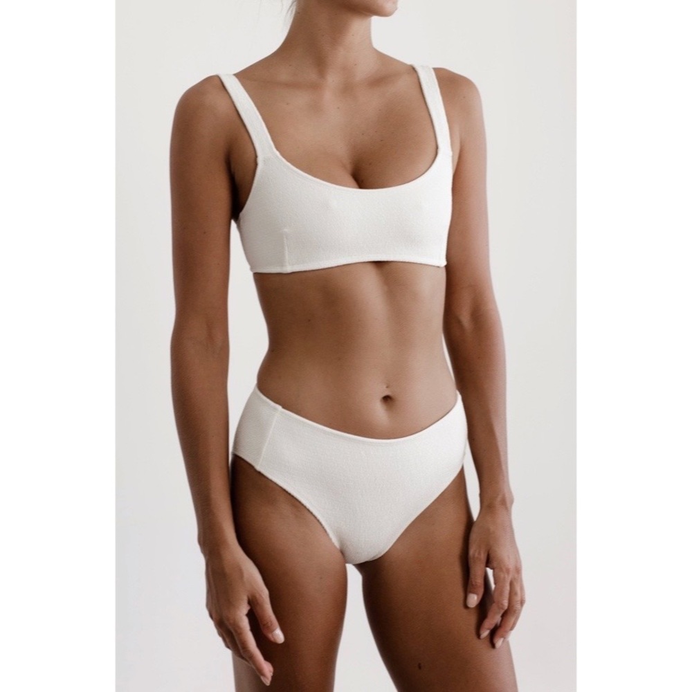 Wanderlust Swim Set Erin Bikini Top & Nadia Bottom in Ivory Texture Large NWT